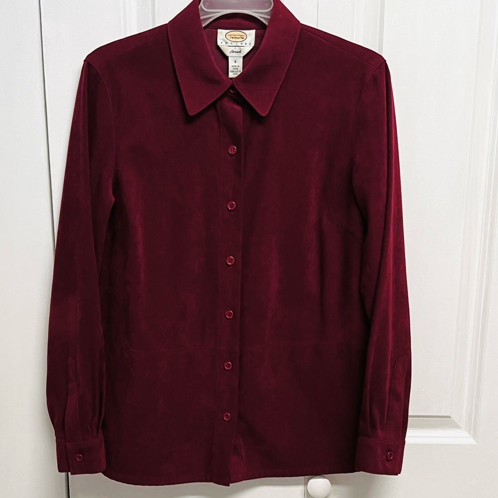 Talbots Deep Wine Button-Down Shirt Jacket Size S